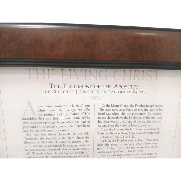 LDS Wall Hanging The Living Christ Proclamation Wood Framed 17x14 Jesus Savior - Picture 2 of 6